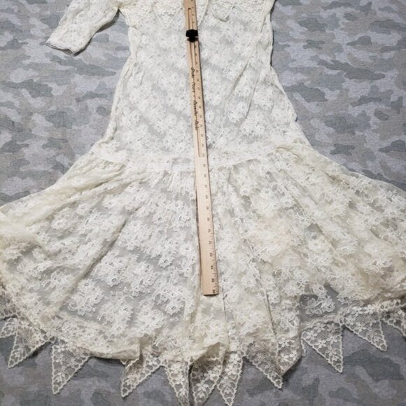 Vintage Gunne Sax Dress Womens Small White Half Sleeve - Picture 9 of 10